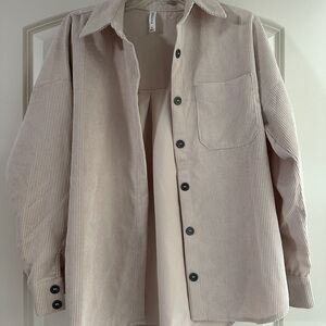Oversized Zenana Cream Corduroy Shacket